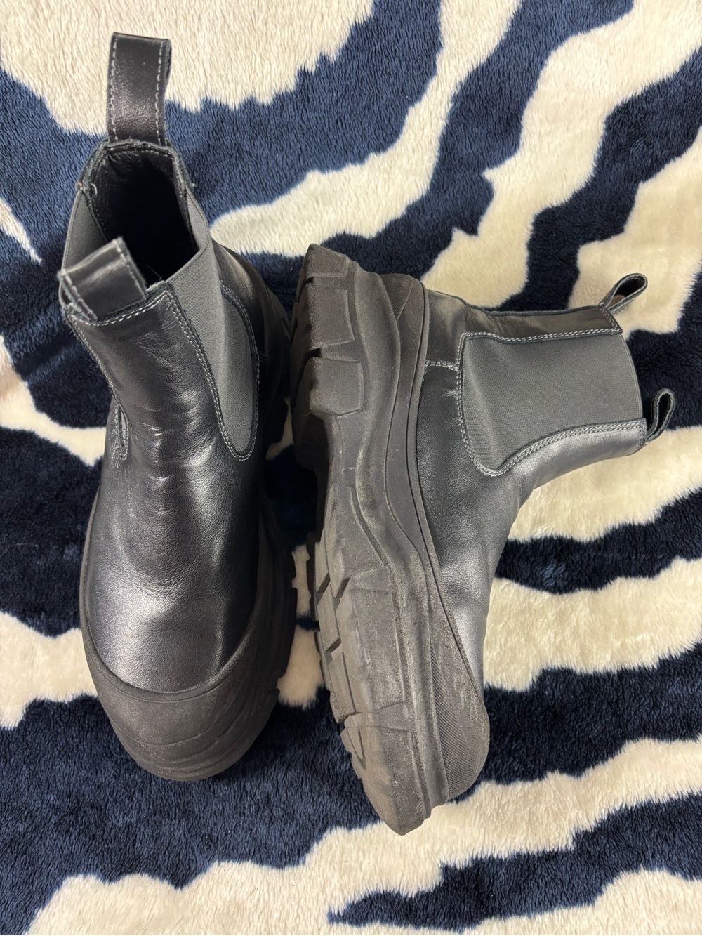 Sophie D’Hoore Fabulous Leather Chelsea Boots Chunky Platform Black Sz 39 Italy